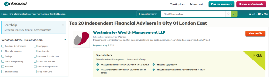 Find a financial adviser - portal