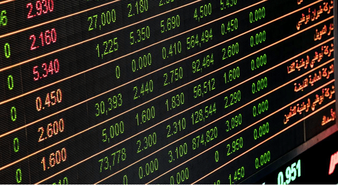 Ticker symbols writing for investments.